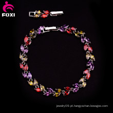 Material de cobre colorido zircão pulseiras de jóias para as mulheres Party